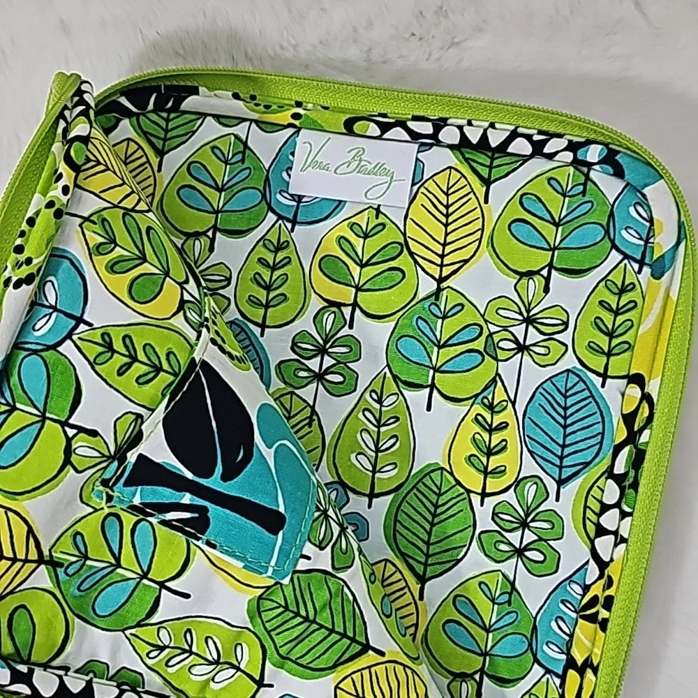 Vera Bradley Lime's Up 17'' Laptop Sleeve Green Yellow Blue Zip Zippered Pouch